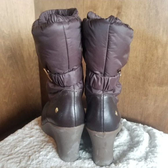 UGG 10  Cassidy 1943 Nylon Leather Wedge Boots Brown - Picture 9 of 13